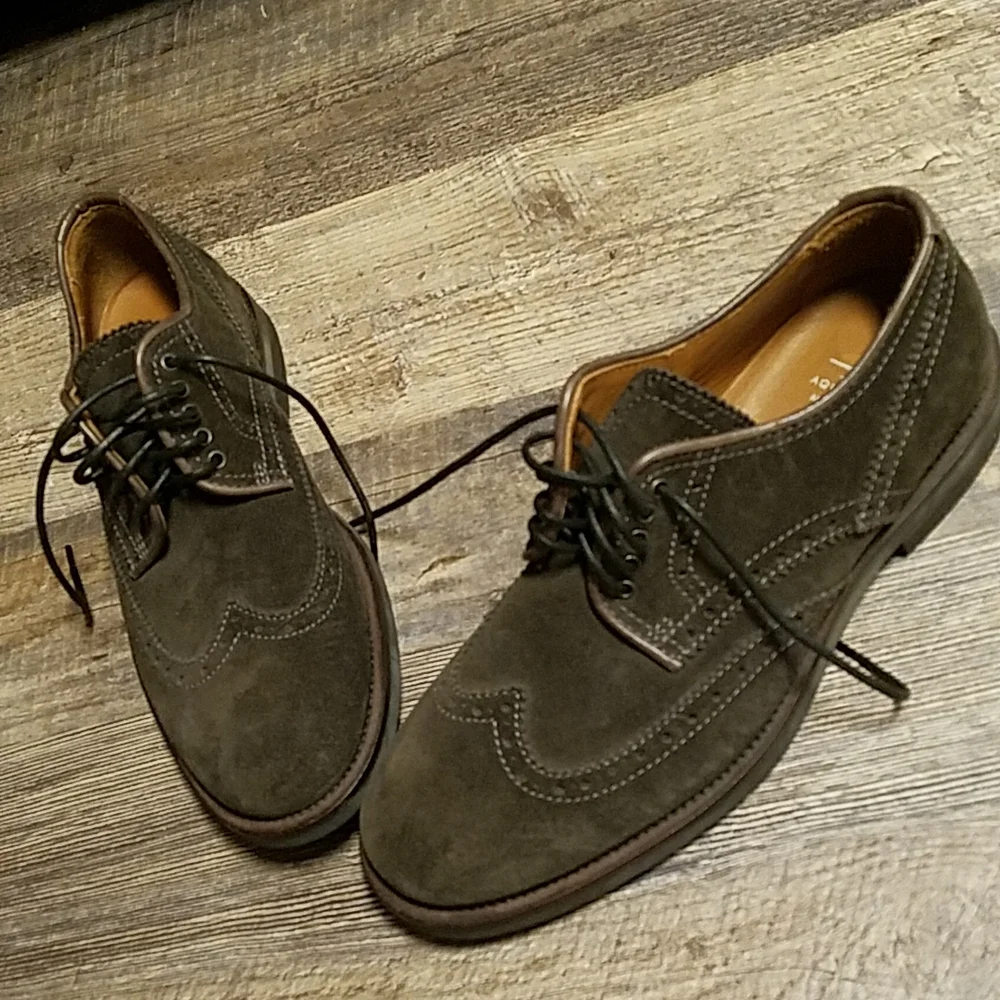 Aquatalia Olive Green Suede Wingtip Oxfords